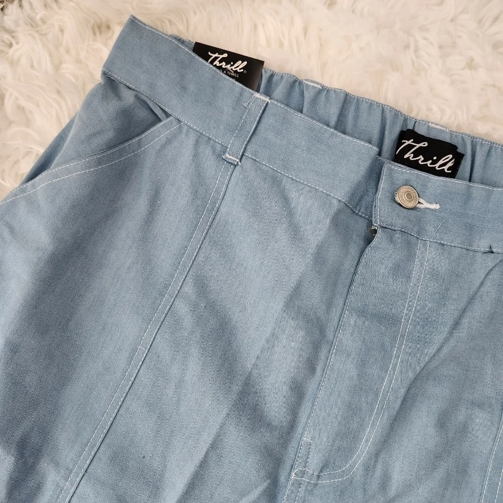 Thrill Jeans Plus Size Organza Detail Straight Leg Jeans. Light Wash. Si…